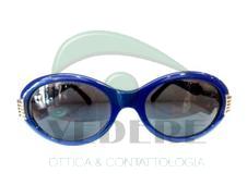 Occhiale da Sole in Celluloide Vintage Blu con rifiniture in Metallo sulle asteNUOVO