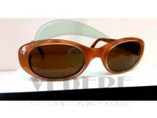 Occhiale da Sole in Celluloide Vintage  marrone con sfumatore color Arancio NUOVO