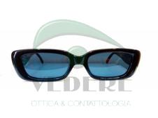 Occhiale da Sole in Celluloide Vintage Nero con vetri Blu  NUOVO