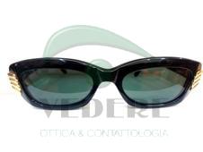 Occhiale da Sole in Celluloide Vintage Nero con Particolari color Oro NUOVO