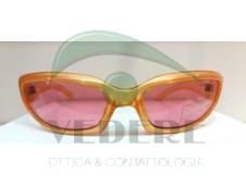 Occhiale da Sole in Celluloide Sportivo Giallo con Lenti Rosa NUOVO