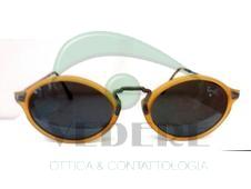 Occhiale da Sole in Celluloide Vintage Giallo con Lenti rotonde ed aste in metallo NUOVO