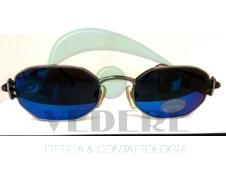 Occhiale da Sole in Metallo Vintage con Lenti Blu NUOVO