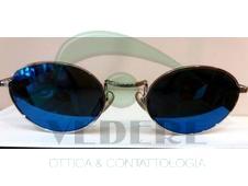 Occhiale da Sole in Metallo Vintage Con lenti rotonde Blu NUOVO