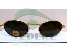 Occhiale da Sole in Metallo Vintage con Lenti Rotonde ed aste in Celluloide con particolari color Oro NUOVO